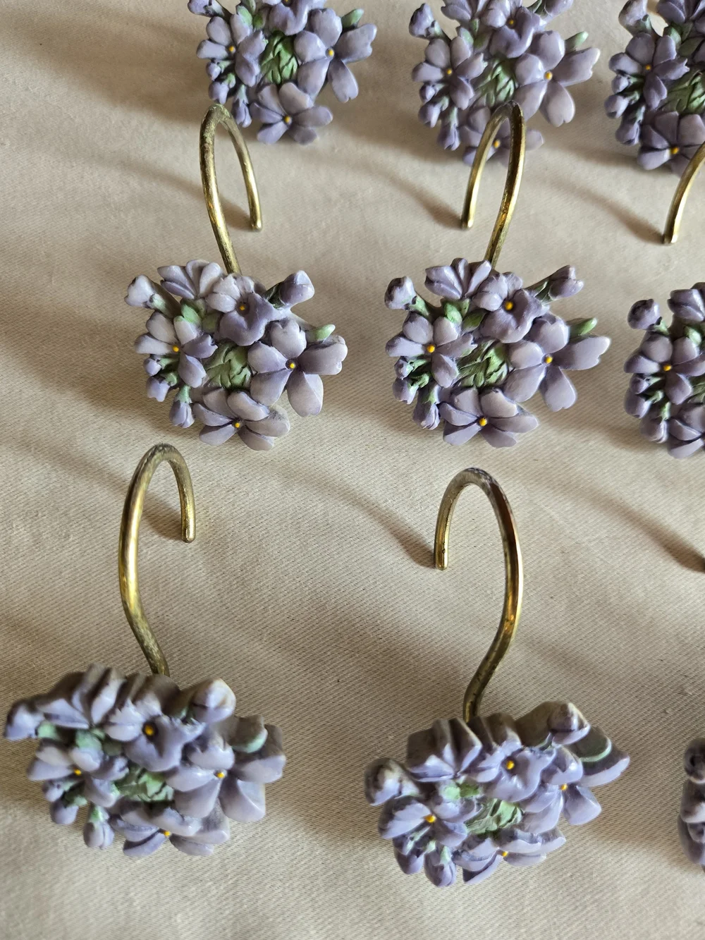 Lavender Flower Cluster Shower Curtain Hooks (Set)
